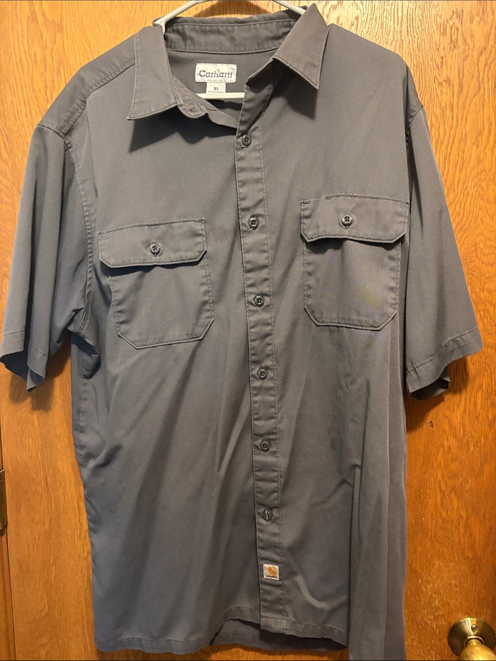Carhartt Men's Short-Sleeve Button-Down Work Shirt in Charcoal